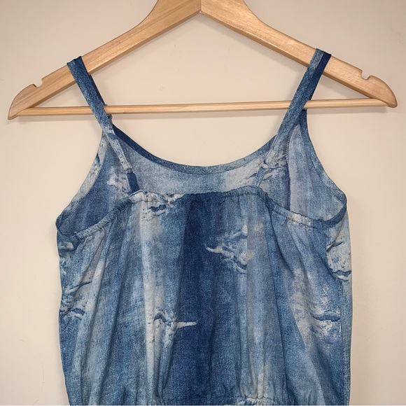 Blue Tie Dye Jumpsuit Women Medium Ruffle Elastic Waist Sleeveless Spring Summer - Picture 6 of 9